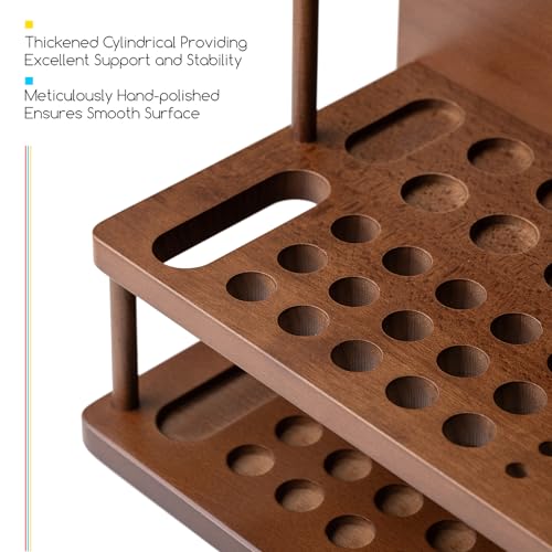 MEEDEN PRO Paint Brush Holder - 2 Tier Wooden Paint Brush Organizer - Large Capacity Art Supply Storage for Desk, Crafts - size: 2 Tier