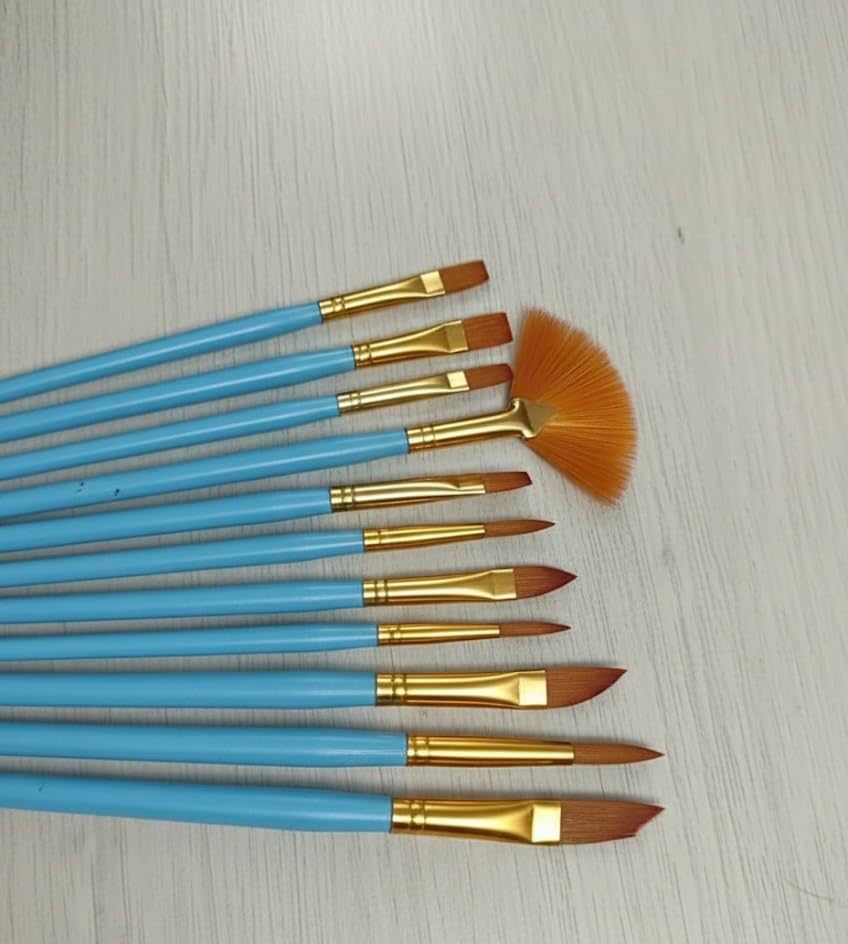 Acrylic Paint Brush Set, 15 pcs Nylon Hair Paint Brushes for All Purpose Oil Watercolor Face Body Rock Painting Artist, Small Painting Brush Kits for Kids Adult Drawing Blue - color: Blue