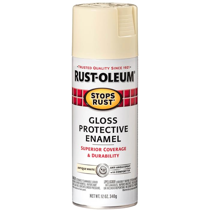 Rust-Oleum 7794830-6PK Stops Rust Spray Paint, 12 oz, Gloss Antique White, 6 Pack - color: Gloss Antique White, size: 12 Ounce (Pack of 6)