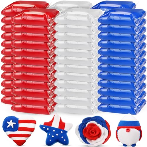 WinnerWhy 72 Pcs 38oz Air Dry Modeling Clay Ultra Light Modeling Clay for Kids DIY for Sculpting Air Dry School Gift (White, Red, Blue) - color: White, red, blue