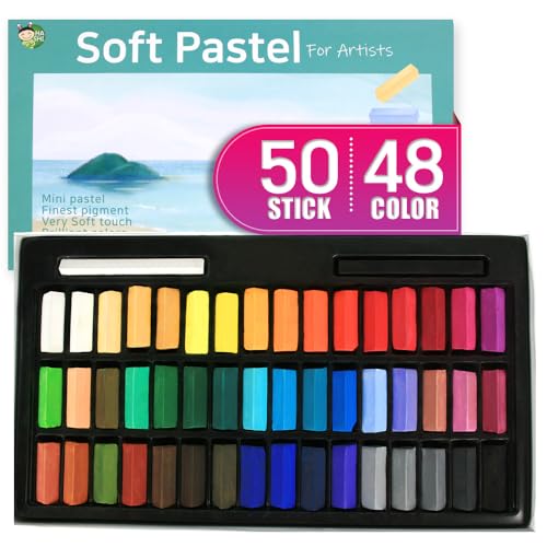HA SHI Soft Chalk Pastels, 48 colors with additional 2pcs, Non Toxic Art Supplies, Drawing Media for Artist Stick Pastel for Professional, Beauty Nail Art, Pan Chalk Pastels - color: 48 Colors (Short)