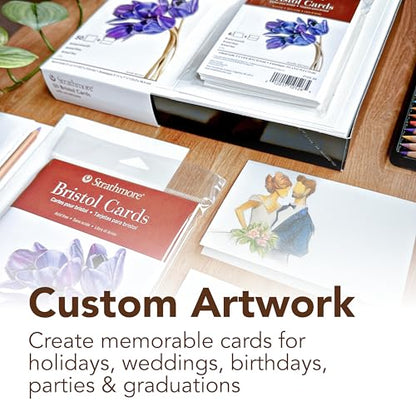 Strathmore 400 Series Cards, Bristol, Announcement Size, 3.5x4.875 inches, 6 Pack, Envelopes Included - Custom Greeting Cards for Weddings, Events, Birthdays - size: 3.5x4.875, style: 6 Pack