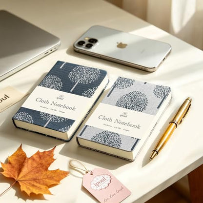 Pocket Journal, Linen Notebook, A6 Journal, 4x6, Hardcover, Lay Flat, Thick, Small, Lined Notebook & Unlined Sketchbook, The Tree of Life, Navy Blue - color: A6-Tree Navy