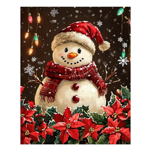 Reivworl Christmas Paint by Numbers Kit for Adults Beginners, Snowman Paint by Numbers, Adult Paint by Number Kits for Gifts and Home Wall Decor 16x20 Inch - color: 19-Snowman, size: Without Frame