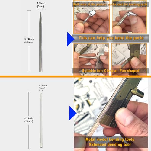 Metal Puzzle Tool Kit,3D Metal Puzzle for Adult Tool Set,Metal Earth Tool Kit Including Plier Bending Assist Tab Edge Cylinder Cone Shape Tools, File and Anti Slip Rubber Tweezers