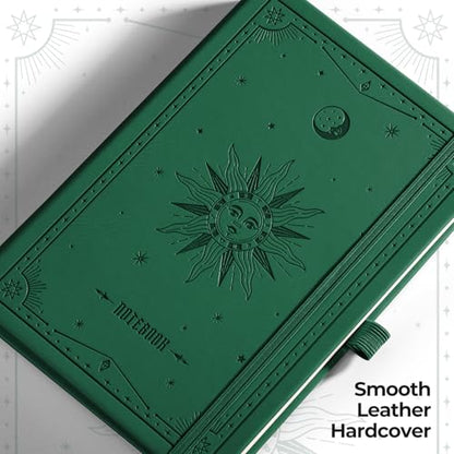 EMSHOI Dotted Journal Notebook, 320 Pages, A5 Small 5.75"x8.38", PU Leather Hardcover, 100 GSM Thick Paper, 5mm Dot Grid Notebook for Journaling, Planning, Drawing, Writing, Dark Green - color: DarkGreen, size: A5 Dotted