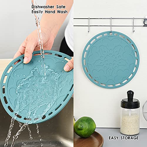 Silicone Trivets Mats Big Round Silicon Pad for Hot Dishes and Hot Pots, Hot Pads for Countertops, Tables, Pot Holders, Spoon Rest Place Mats Set of 3 Color Dark Grey - color: A: Dark Grey