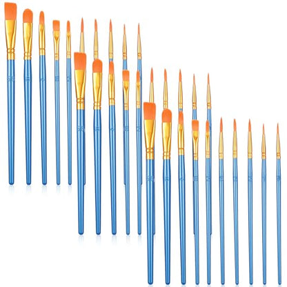 Acrylic Paint Brushes Set, 30 Pcs (3×10 Pack) Nylon Hair Artist Paint Brushes for Acrylic, Watercolor & Oil, Fine Detailing for Canvas, Rock & Nail Art (Blue) - color: Blue