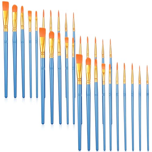 Acrylic Paint Brushes Set, 30 Pcs (3×10 Pack) Nylon Hair Artist Paint Brushes for Acrylic, Watercolor & Oil, Fine Detailing for Canvas, Rock & Nail Art (Blue) - color: Blue