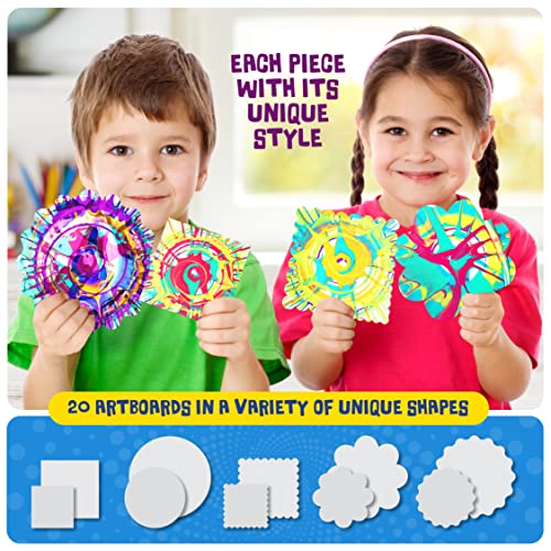 Dan&Darci Paint Vortex Spin Art Machine - Kids Art Kit for Boys & Girls Ages 6+, Motorized Spinner with Splash Guard, Metallic Paints & 20 Artboards - Birthday Gifts for Girls - Craft Kit