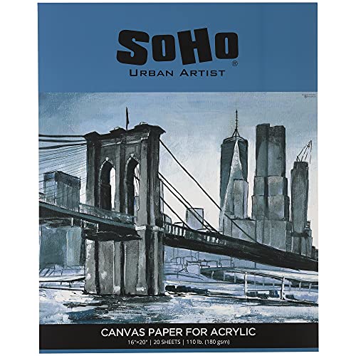 SoHo 180 GSM Acrylic Canvas Paper Pad 16x20 20-Sheets - 12 Pack - size: 16x20" - 12 Pack