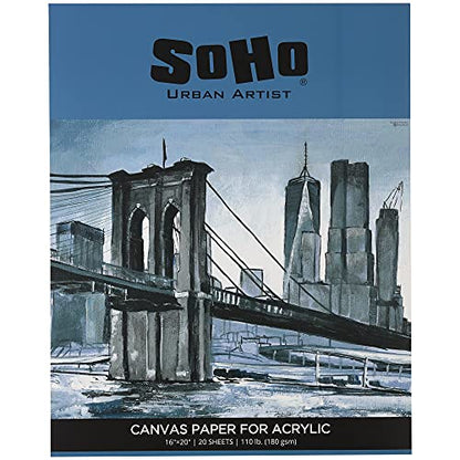 SoHo Urban Artist Acrylic Canvas Pads - Textured Canvas Paper Pad for Painting, Drawing, Pastels, Travel, & More! - [Single - 16x20] - size: 16x20"