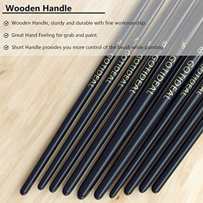GOTIDEAL Paint Brushes,Acrylic Paint Brushes,10 Pcs Round Pointed Tip, Small Nylon Hair Brushes for Acrylic, Oil and Gouache，Body, Face Nail Art and Rock Painting, Perfect for Kids & Adult