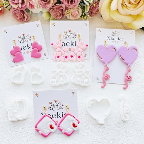 Valentine’s Day Polymer Clay Cutters Set – Romantic Polymer Clay Molds, Clay Cutters, Clay Earring Cutters, Clay Tools - color: 2H color