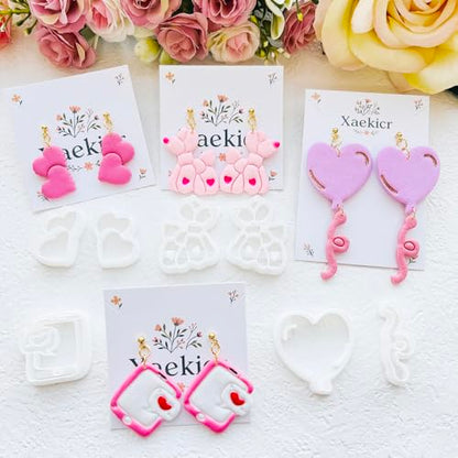 Valentine’s Day Polymer Clay Cutters Set – Romantic Polymer Clay Molds, Clay Cutters, Clay Earring Cutters, Clay Tools - color: 2H color