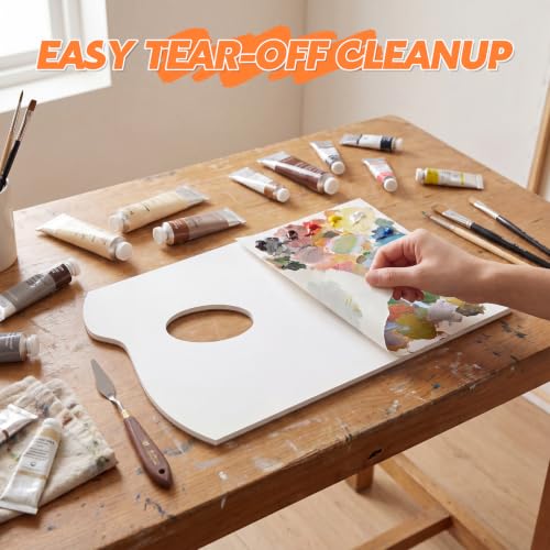 Palette Paper Pad, 6"x9" Disposable Paint Palette Paper, 40 Heavyweight Sheets (120gsm/73lb) for Oil, Acrylic, Watercolor - Mixing Palette Pad with Tear-Off Design - size: 6 x9 inch