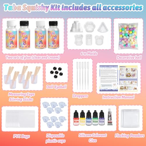 GiftmiyHime Taba Squishy Making Kit – Two Different Sets of A+B Silicone (Clear & Translucent) for Beginners to Create Various Squishy Styles