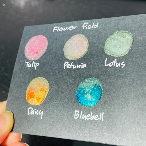 IUILE Handmade Watercolor Paints - Flower Field Half Pan Set (5 colors) - color: Flower Field