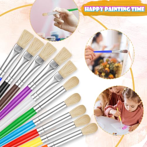 YGAOHF Paintbrushes Kids, 22 Pcs Round & Flat Toddler Kids Paint Brushes, Chubby Paint Brushes for Kids Bulk, Preschool Paint Brush for Acrylic Oil Watercolor Washable Paint Kit, Easy Hold & Clean - color: 22pcs
