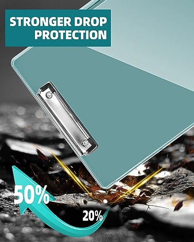 Clearview Clipboard with 2 Storage, Dry Erase 8.5x11 Heavy Duty ClipBoards - High Capacity Coaches Clip Board with Pen Holder - Side Opening Plastic Nursing Clip Case (Turquoise) - color: Turquoise