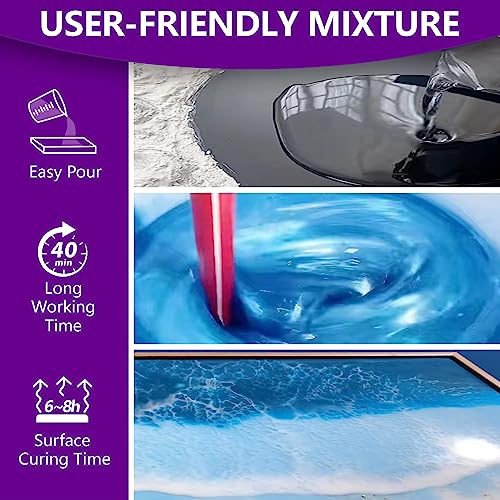 Epoxy Resin 72OZ, Upgraded Crystal Clear Resin Epoxy Food Safe, Self Leveling & Bubble Free Epoxy Resin with Anti-Yellowing for Coating, Casting, Molds, Jewelry Making, DIY - size: 72OZ