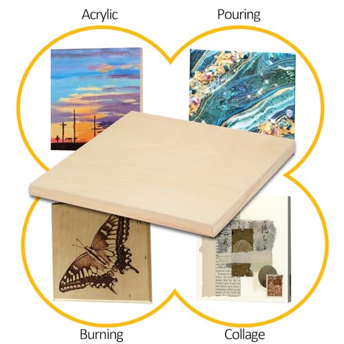 Falling in Art 2 Pack Unfinished Wooden Canvas Panels, 36x36 Gallery Birch Wood Panels Kit, 1 1/2" Deep Art Cradle Boards for Acrylic Painting, Pouring and Burning - size: 36*36 2 Pack