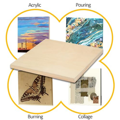 Falling in Art 2 Pack Unfinished Wooden Canvas Panels, 36x36 Gallery Birch Wood Panels Kit, 1 1/2" Deep Art Cradle Boards for Acrylic Painting, Pouring and Burning - size: 36*36 2 Pack