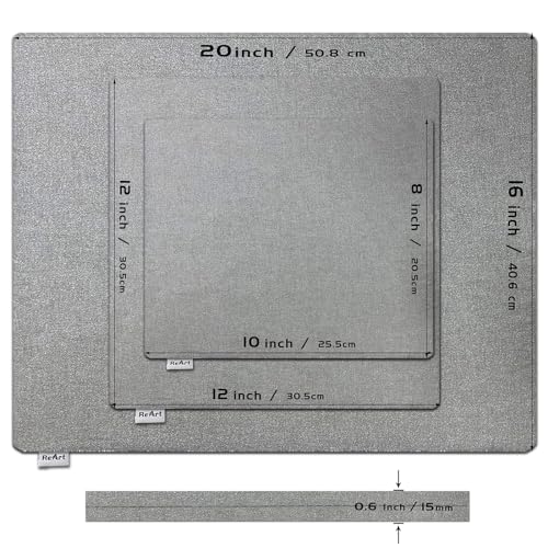 ReArt 3 Pcs Heat Press Mat 10" x 8" / 12" x 12" / 16" x 20" with 3 Pcs Teflon 12" x 16" for Cricut Easypress Both Sides Applicable - Cricket Craft Vinyl Ironing Insulation Transfer Heating Mats - size: 8" x 10" / 12" x 12" / 16" x 20"