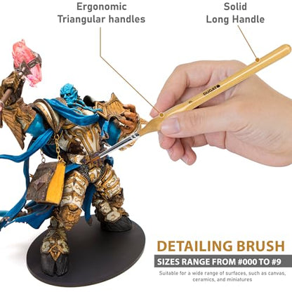 DUGATO Miniature & Dry Brush Set, Model Brushes for Warhammer 40k, 15-Piece | Fine Detail Premium Nylon Bristle & Goat Hair Brushes for 40k, DnD, Citadel & Figurine, Feathering for Acrylic Oil Gouache - color: 15pcs Dry & Miniature Brush - Natural Brown