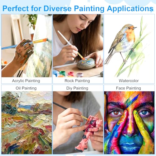 Acrylic Paint Brushes Set, 30 Pcs (3×10 Pack) Nylon Hair Artist Paint Brushes for Acrylic, Watercolor & Oil, Fine Detailing for Canvas, Rock & Nail Art (Black, White and Blue) - color: Black, White and Blue
