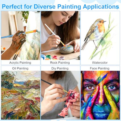 Acrylic Paint Brushes Set, 30 Pcs (3×10 Pack) Nylon Hair Artist Paint Brushes for Acrylic, Watercolor & Oil, Fine Detailing for Canvas, Rock & Nail Art (Black, White and Blue) - color: Black, White and Blue