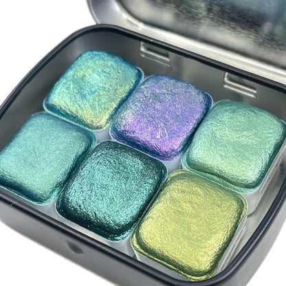 IUILE Handmade Watercolor Paints - Green Half Pan Set (6 colors) - color: Green