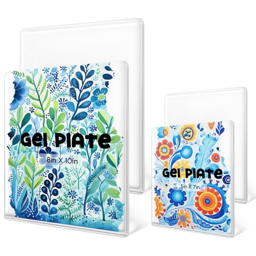 Threlaco 4 Pack Monoprinting Print Plates – 8” x 10” + 5” x 7” Gel Printing Plate - Reusable Printing Printmaking Supplies for Card Making, Scrapbooking, Crafts