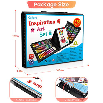 Caliart Art Supplies, 238 Pack Deluxe Art Set for Adults Artists | Painting Coloring Drawing Kit