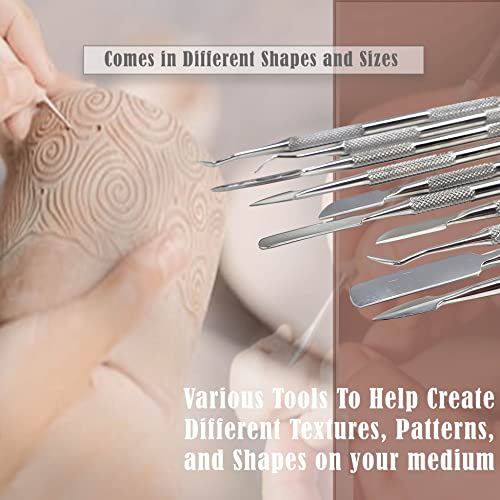 A2ZScilab - Stainless Steel Spatula Wax & Clay Sculpting Tool Carver Set, Carving Pottery Tools - Sculpture Shaper Polymer Modeling Tools for Clay, Pottery, Ceramics Artwork & Holiday Crafts (10PK) - style: 10PK