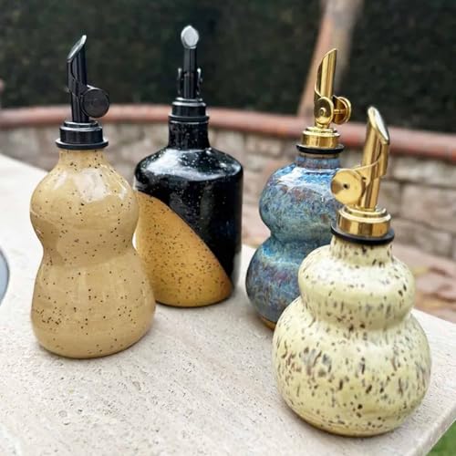 Fybrinth 2 Pack Pottery Oil Spout Gauge Tool for 12% and 14% Shrink Clay, Oil Vinegar Bottle Stopper Gauge for Stand Black Rubber Type Dispenser