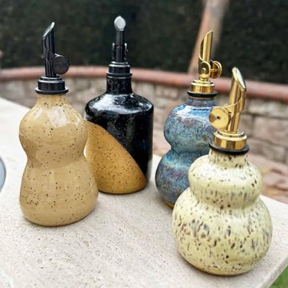 Fybrinth 2 Pack Pottery Oil Spout Gauge Tool for 12% and 14% Shrink Clay, Oil Vinegar Bottle Stopper Gauge for Stand Black Rubber Type Dispenser