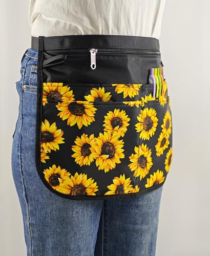 Waterproof Server Apron for Women with 5 Pockets,Quickly Put on and Take off Waitress Aprons,Work Apron for Bartender Barista - color: Sunflower