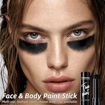 Black Face Paint Stick Waterproof Eye Black Baseball Smooth SmudgeProof Body Paint High Pigment for Sports Events Halloween SFX Makeup Skull Skeleton Witch and Dark Character Looks - color: Black