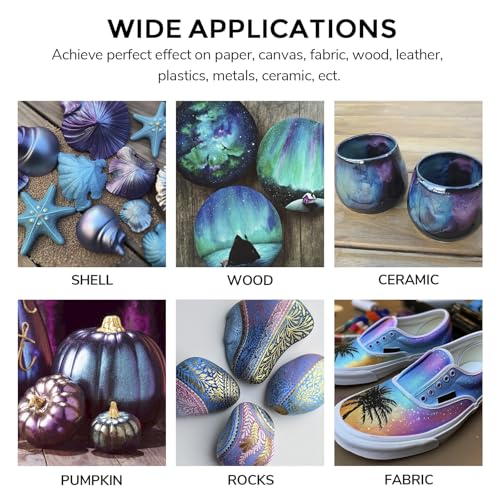 ABEIER Iridescent Acrylic Paint, Set of 20 Chameleon Colors, 8.45 oz/250ml Large Bulk Bottles, Color-shifting, Non-Toxic, High Viscosity, Blendable, Paints on Rocks Crafts Canvas Wood, Fabric, Ceramic & Stone - color: 20 Colors