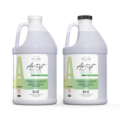 Counter Culture DIY Clear Artist Resin, Medium Viscosity, 1 Gallon Kit, Art Epoxy Supplies for Metallic Stains Acrylic 100% Solids Easy Coat No VOCs Scratch UV Heat Resistant to 500 Degrees - size: 1 Gallon Kit
