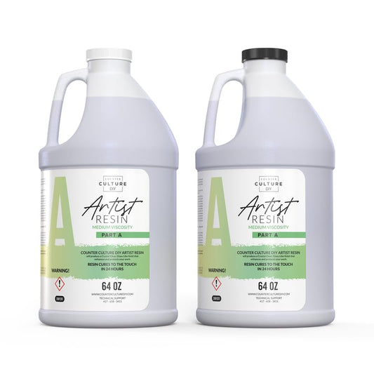 Counter Culture DIY Clear Artist Resin, Medium Viscosity, 1 Gallon Kit, Art Epoxy Supplies for Metallic Stains Acrylic 100% Solids Easy Coat No VOCs Scratch UV Heat Resistant to 500 Degrees - size: 1 Gallon Kit