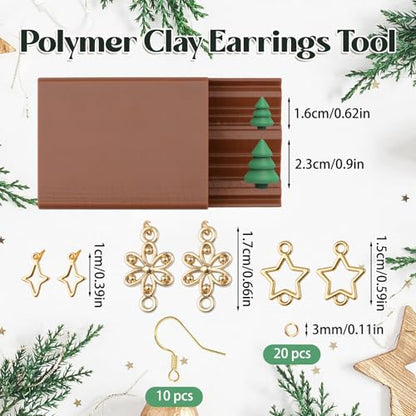 Polymer Clay Bead Roller,Christmas Tree Earring Mold Acrylic Clay Bead Maker Clay Cutter Tool for Jewelry Piercing Making Kit - color: Christmas 1