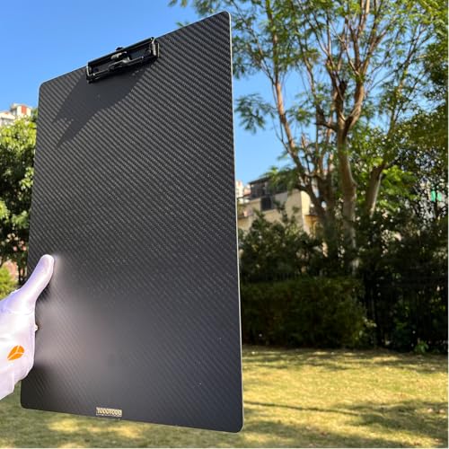 12.6x17.6x0.06in Hard Lightweight Portable Vertical Carbon Fiber Clipboard Ledger A3 8K Size, with Black Low Profile Clips, Hook & Pen Holder, Smooth Drawing Board, Waterproof & Sun Resistant - color: Black Clip, size: 12.6*17.6*0.06inch+1Clip