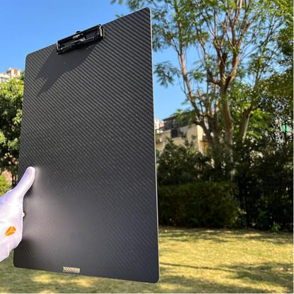 12.6x17.6x0.06in Hard Lightweight Portable Vertical Carbon Fiber Clipboard Ledger A3 8K Size, with Black Low Profile Clips, Hook & Pen Holder, Smooth Drawing Board, Waterproof & Sun Resistant - color: Black Clip, size: 12.6*17.6*0.06inch+1Clip