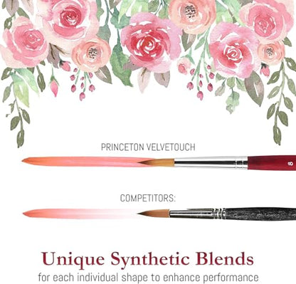 Princeton Velvetouch Pro Mixed Media Paint Brush Set 4-Piece | Series 3950 Synthetic Brushes for Acrylic, Watercolor, Gouache & Oil | Smooth Control, Durable Vegan Bristles, Artist & Student Quality