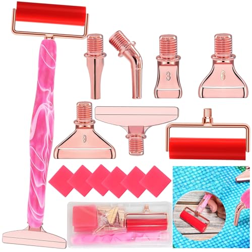 Diamond Art Pens Tools Diamond Painting Accessories Kits with Screw Metal Tip Roller Diamond Painting Pen Drill Bead Dot Pens for Art Craft Nail (Pink Pen Rose Gold 6) - color: Pink pen Rose gold 6