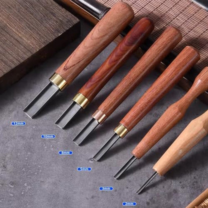 Wood Carving Tools, 6Pcs Wood Carving Knife Kit, Linocut Carving Tools Set, with Wooden Handle, Square U Shaped Blade, for Woodblock Printing, Woodcut Printmaking, Linoleum Carving, Linocut