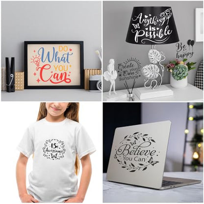 JSRQT 16Pcs Inspirational Word Stencils for Painting, Reusable Plastic Quotes Stencils for Craft, Motivational Drawing Painting Template Kit for DIY Wood Wall Shirt Canvas, and Card Making, 20×20 CM - size: 20*20CM