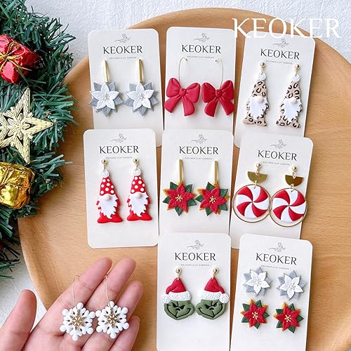 KEOKER Christmas Clay Cutters, Winter Polymer Clay Cutters for Earrings Making, 10 Shapes Holiday Clay Earrings Cutters, Poinsettia Clay Cutters, Grinch Clay Cutter (Earring Clay cutter2) - color: earring clay cutter2